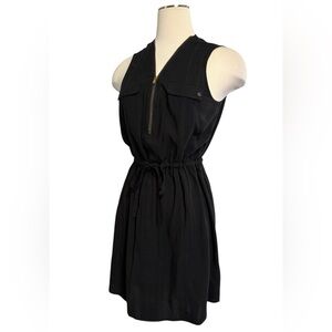 GUESS Black Mini Dress Zip Front Drawstring Waist Size Small